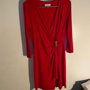 Red Calvin Klein long sleeve dress